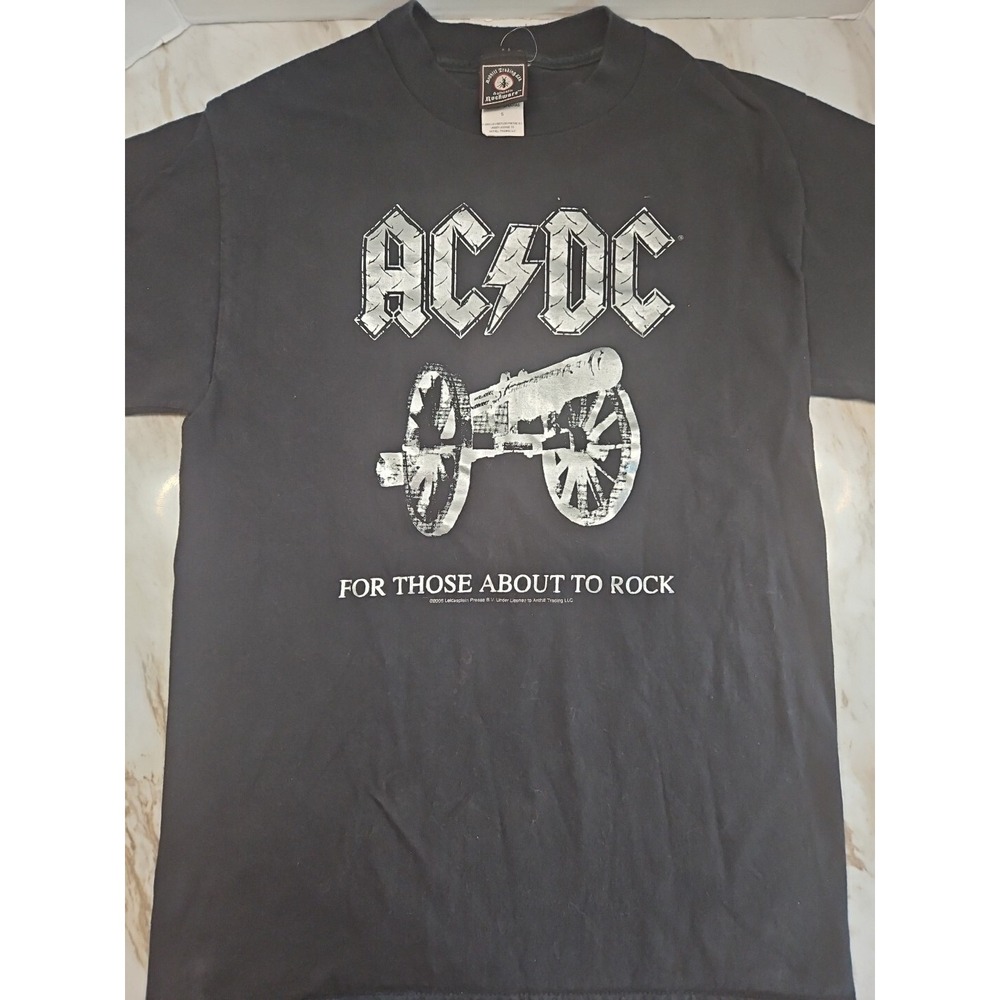Vintage Black AC/DC Band Thermal Long Sleeve Shirt Rock Concert w/silver 2006